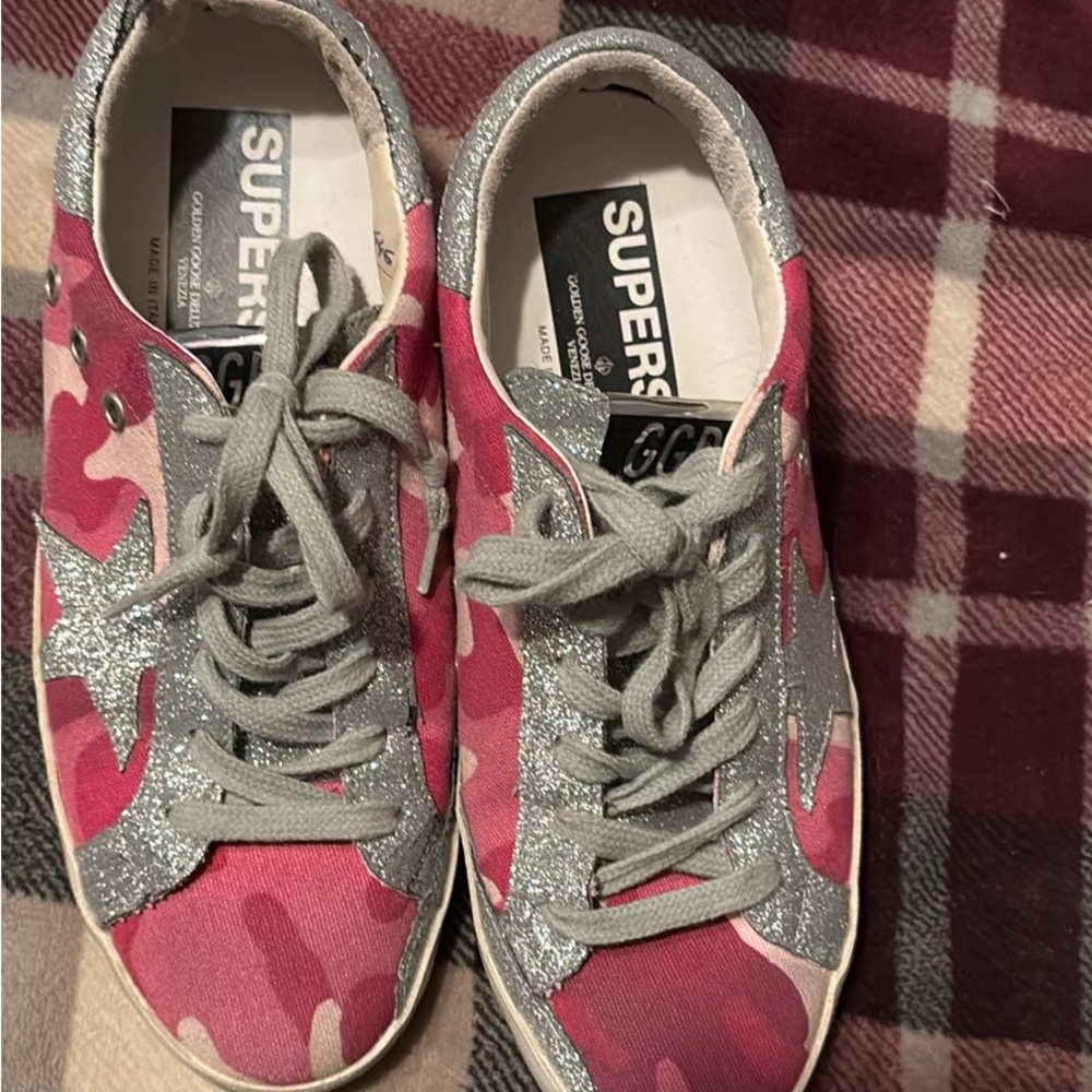 Pink and Silver Camouflage Sneakers